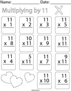 Multiplying by Eleven Math Worksheet