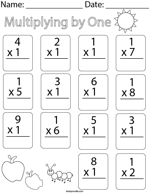 Multiplying by One Math Worksheet
