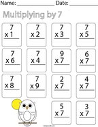 Multiplying by Seven Math Worksheet