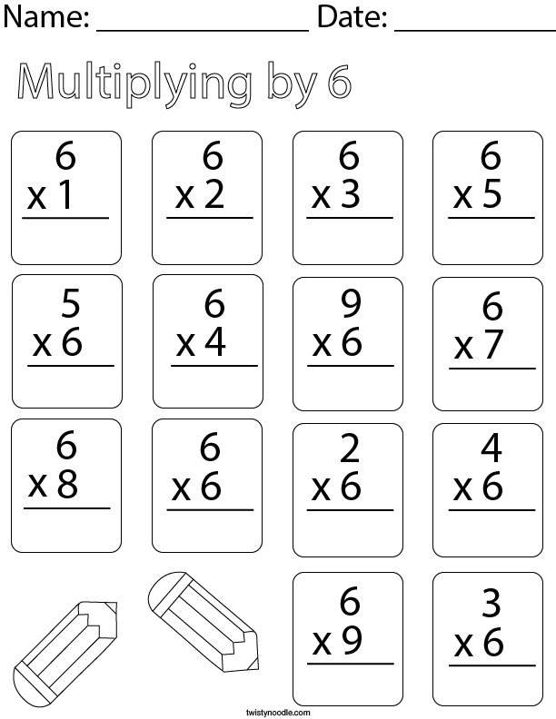 Multiplying by Six Math Worksheet