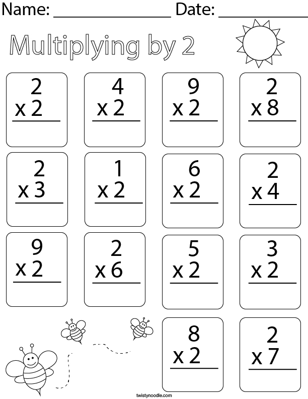 Multiplying by Two Math Worksheet