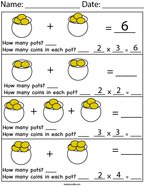 Multiplying Gold Coins Math Worksheet