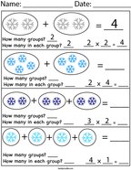 Multiplying Snowflakes Math Worksheet