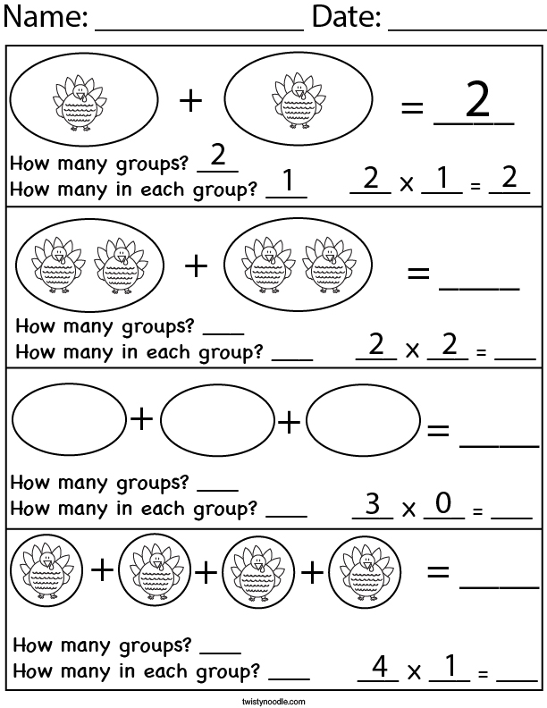 Multiplying Turkeys Math Worksheet