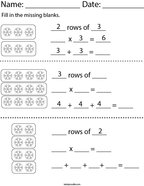 Multiplying with Rows- Snowflakes Math Worksheet