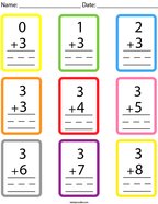 Number 3 Addition Facts Flashcards Math Worksheet