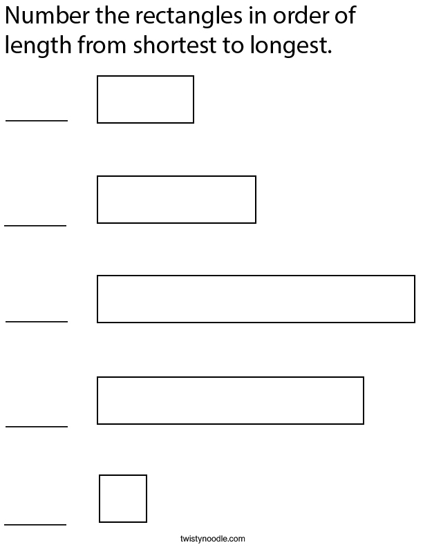 Order By Length- Rectangles Math Worksheet