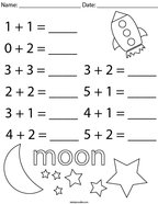 Out of this World Addition Math Worksheet