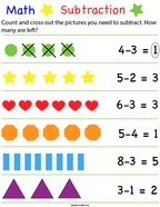 Preschool Math- Shape Subtraction Math Worksheet