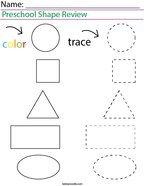 Preschool Shape Review Math Worksheet