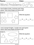 Shape Addition Word Problems Math Worksheet