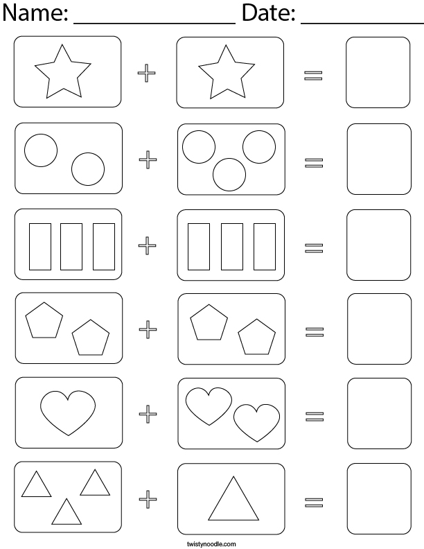Shape Picture Addition Math Worksheet
