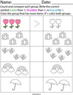 Spring Count and Compare Math Worksheet