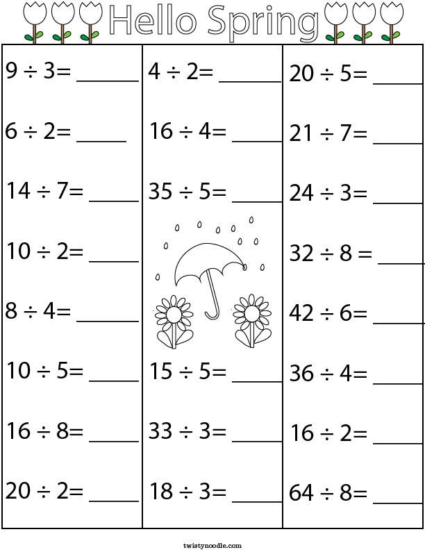Spring Division  Math Worksheet