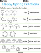 Spring Fractions Math Worksheet