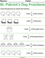 St Patrick's Day Fractions Math Worksheet
