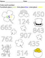 St Patrick's Day Place Value Math Worksheet