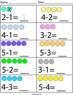 Subtract within 5 Math Worksheet