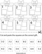 Subtraction- Cut and Paste the Squares Math Worksheet