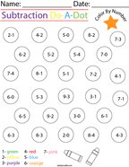 Subtraction Do-A-Dot Math Worksheet