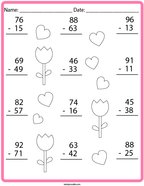 Math worksheets for second grade subtraction