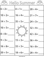 Summer Division Math Worksheet