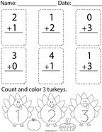 Thanksgiving Addition Math Worksheet