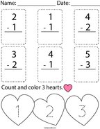 Valentine's Day Subtraction Math Worksheet