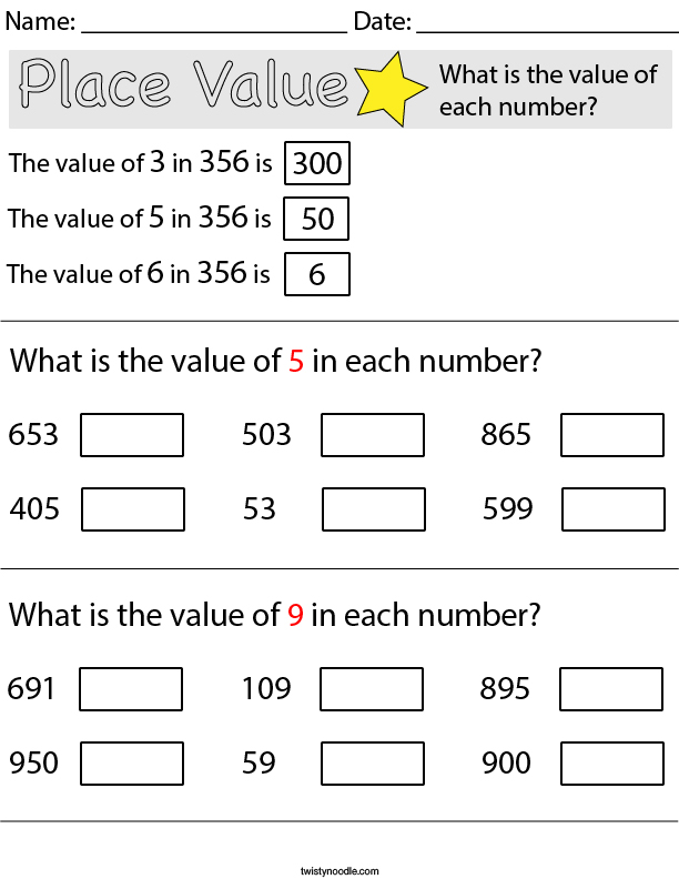 What is the Value of Each Number? Math Worksheet