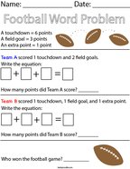 Who won the football game Math Worksheet