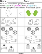 Winter count and compare Math Worksheet