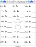 Winter Division Math Worksheet