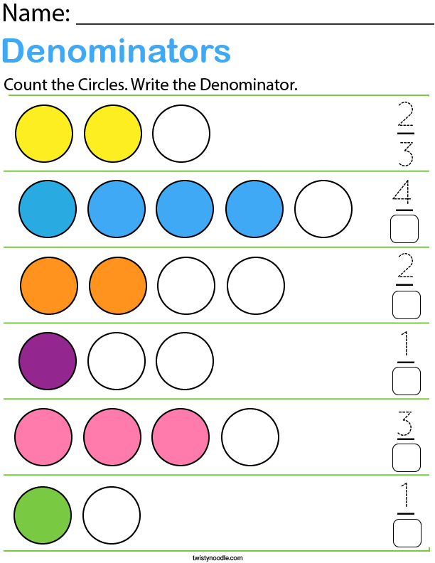 Write the Denominator Math Worksheet