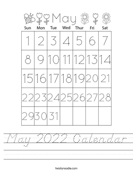 May 2020 Calendar Worksheet