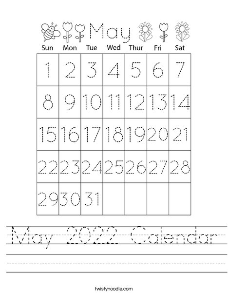 May 2020 Calendar Worksheet