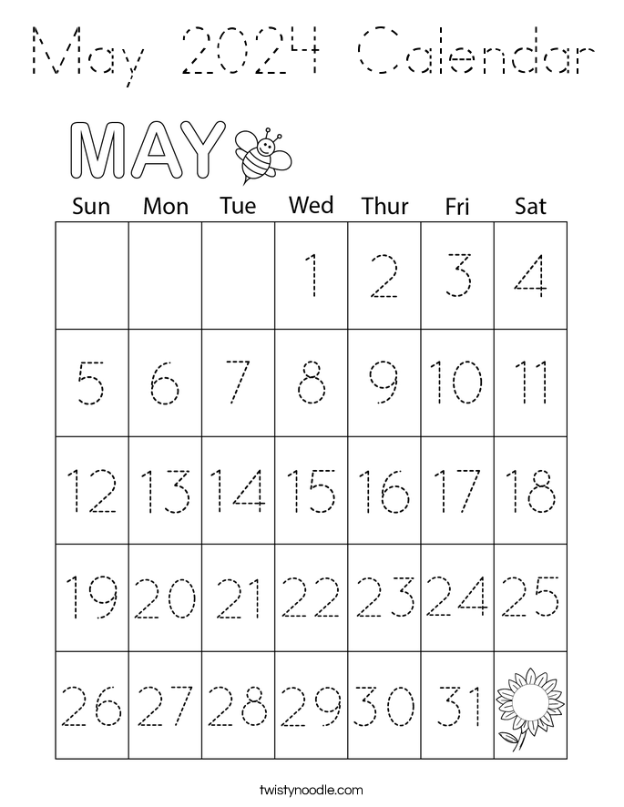 May 2024 Calendar Coloring Page
