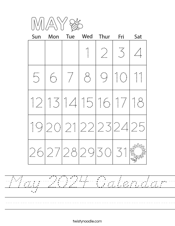 May 2024 Calendar Worksheet