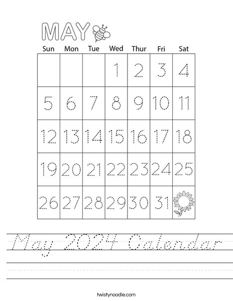 May 2024 Calendar Worksheet