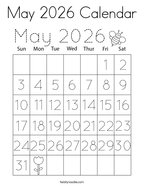 May 2026 Calendar Coloring Page