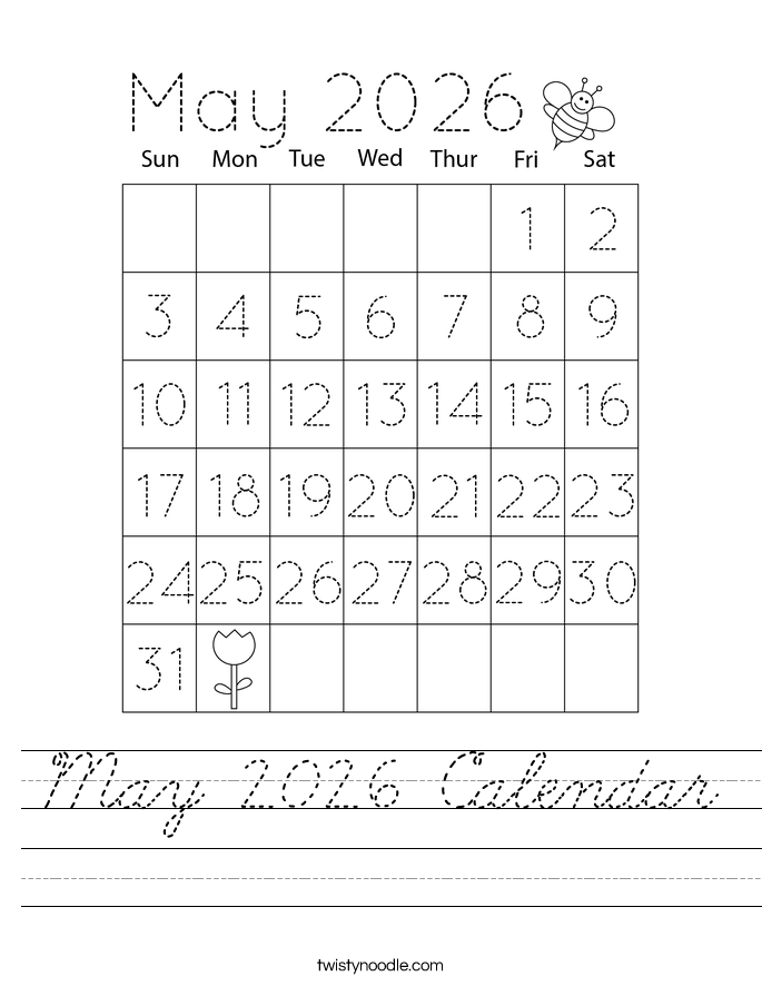 May 2026 Calendar Worksheet
