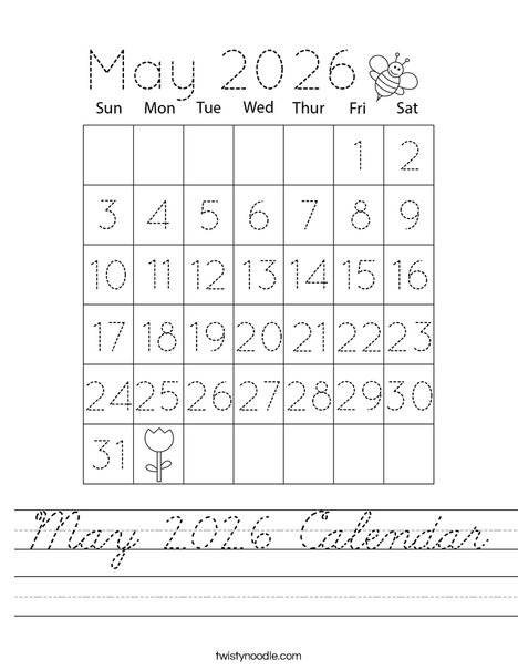 May 2026 Calendar Worksheet