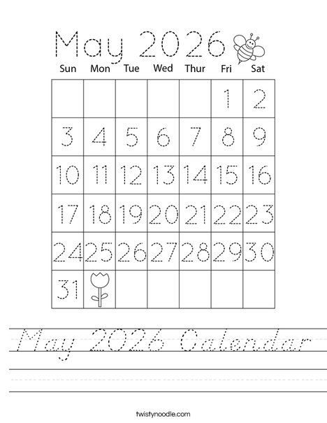 May 2026 Calendar Worksheet