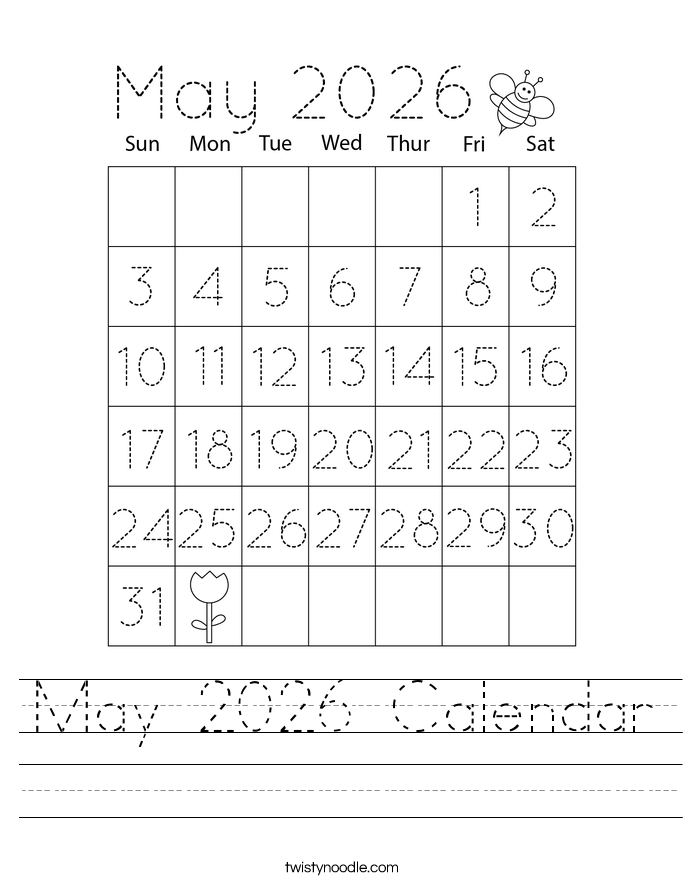 May 2026 Calendar Worksheet