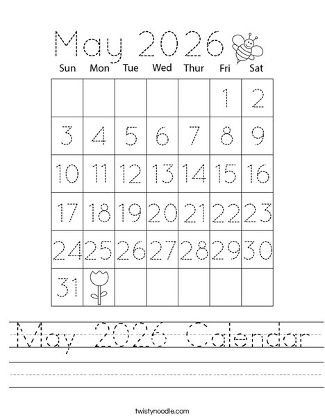May 2026 Calendar Worksheet