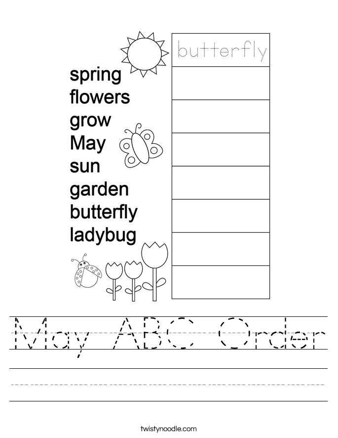 may abc order worksheet twisty noodle