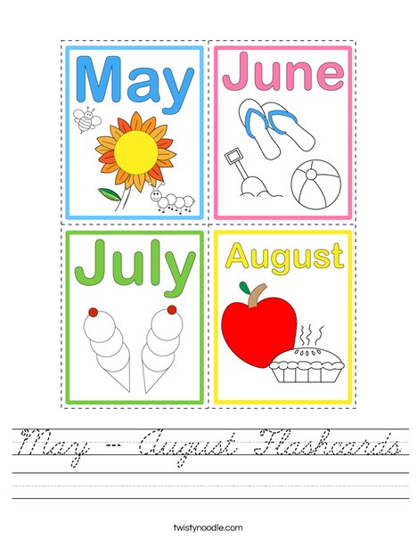 May - August Flashcards Worksheet