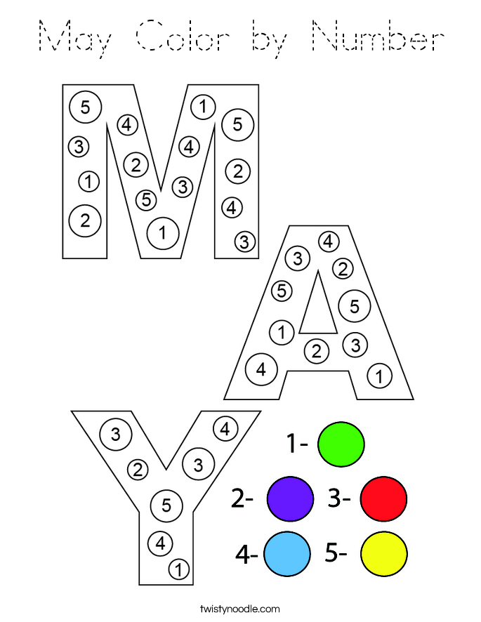 May Color by Number Coloring Page