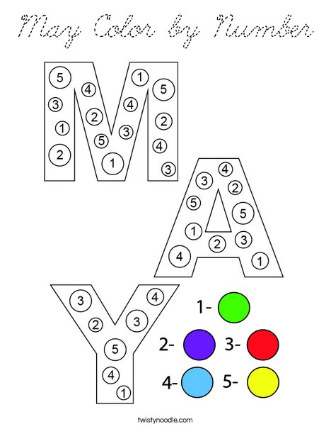 May Color by Number Coloring Page