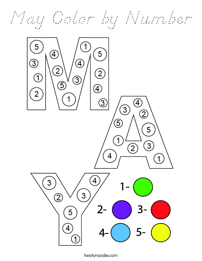 May Color by Number Coloring Page