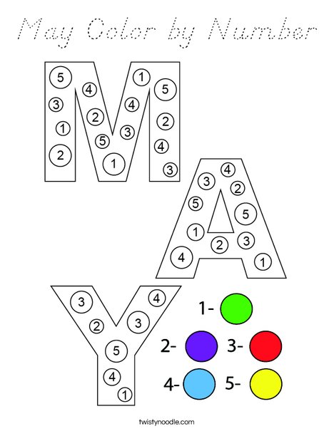 May Color by Number Coloring Page